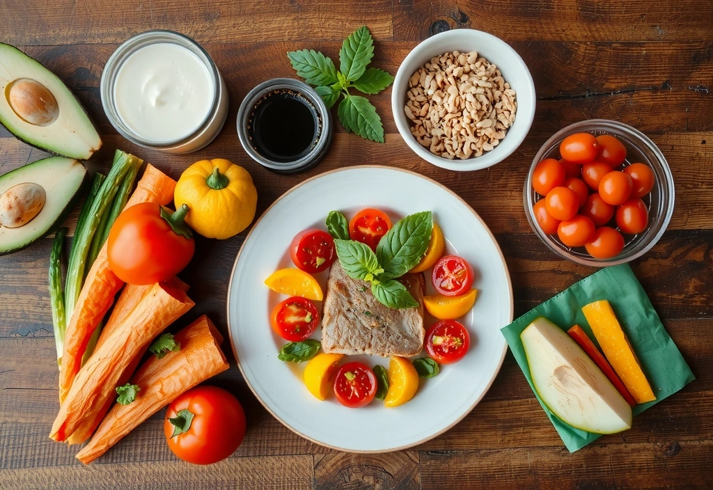 Piatti colorati e sani su un tavolo